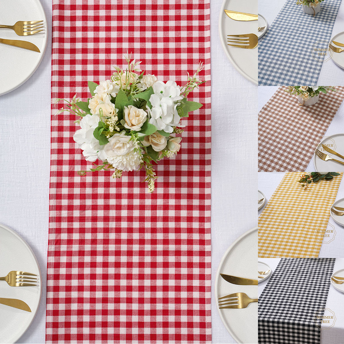 Wedding Ceremony Supply - Rustic Plaid Cotton Table Runner Gingham