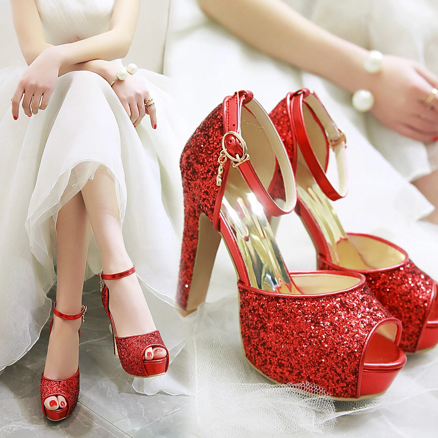 Silver Summer Women High Heel  - Wedding Super ulasan dan harga