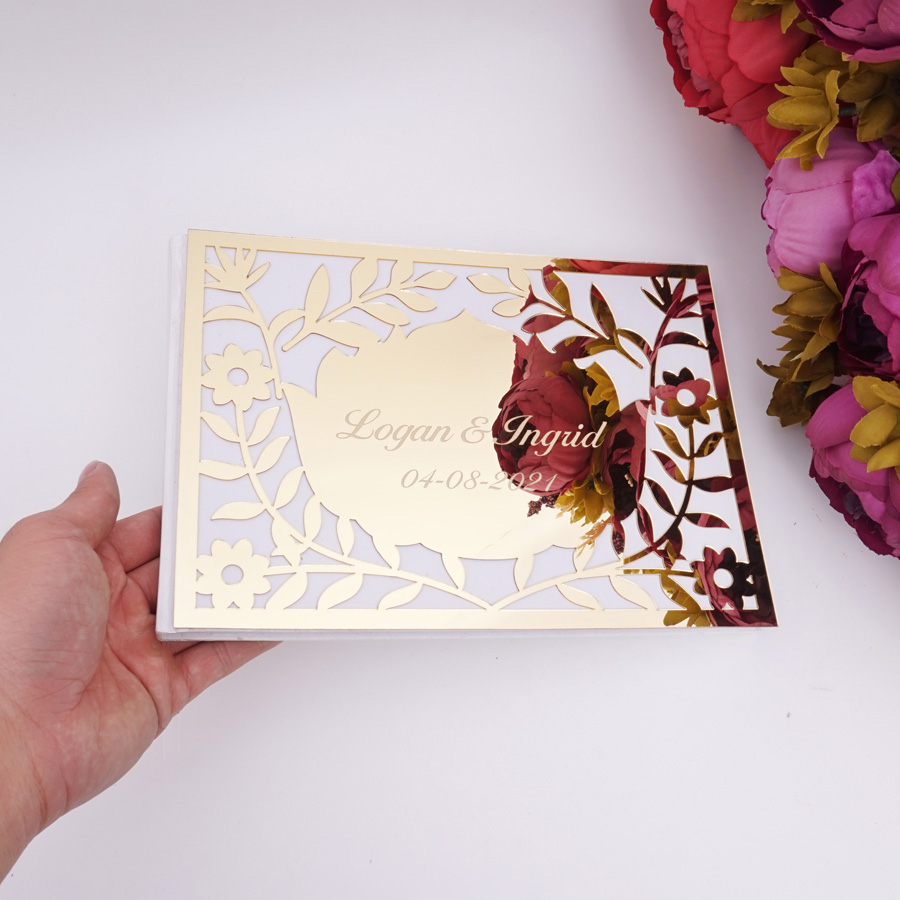 Luxury Hollow Floral Mirror Ac - Personalized Guest Book ulasan dan harga