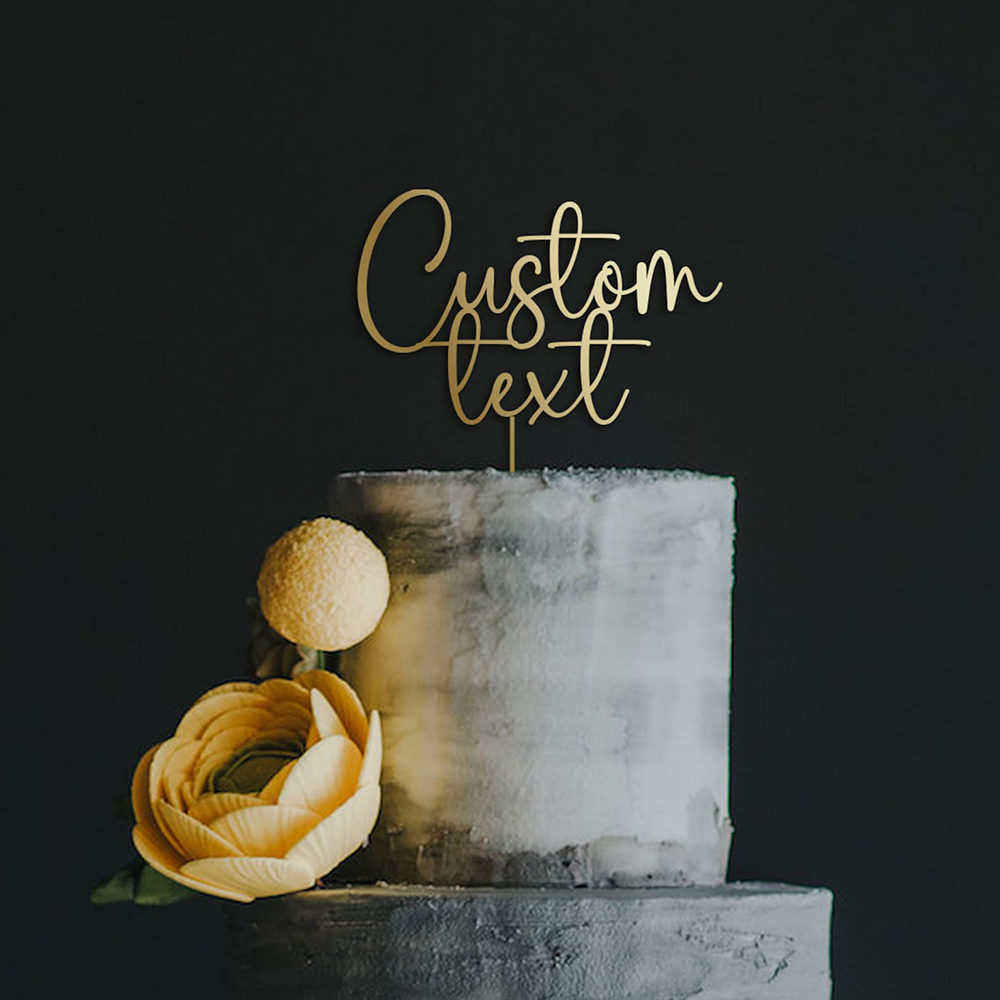 Custom Text Gold Acrylic Cake  - Wedding Ceremony Supply ulasan dan harga