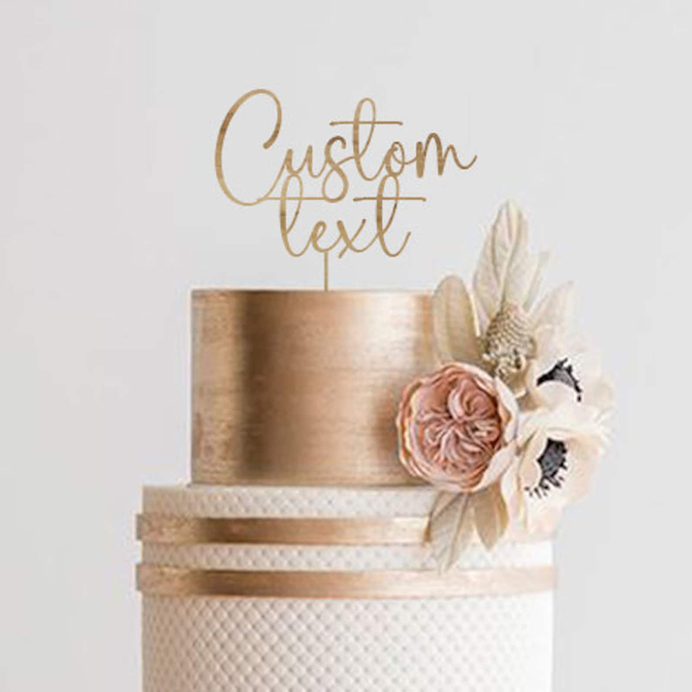 Custom Text Gold Acrylic Cake  - Wedding Ceremony Supply ulasan dan harga