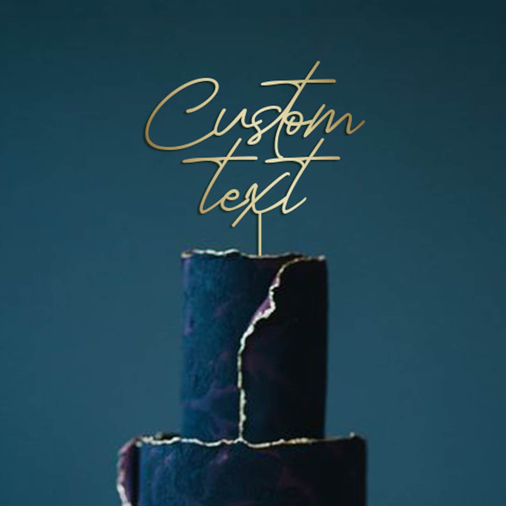 Custom Text Gold Acrylic Cake  - Wedding Ceremony Supply ulasan dan harga