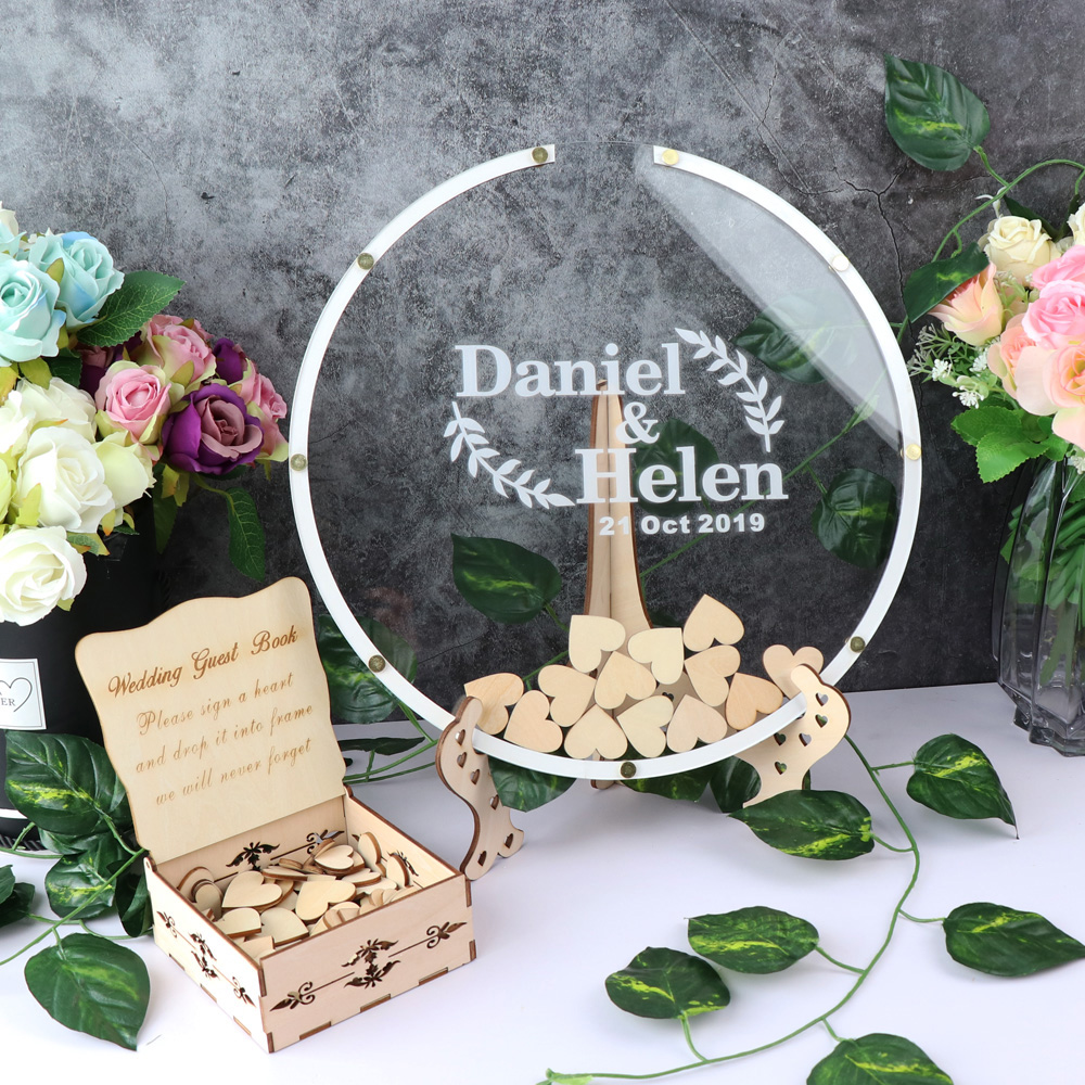 Personalized Acrylic round wed - Personalized Guest Book ulasan dan harga
