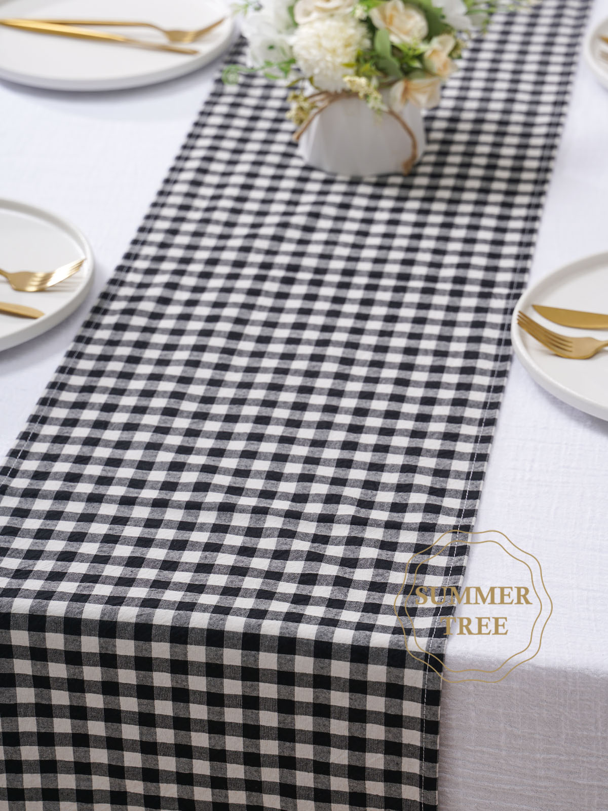 Rustic Plaid Cotton Table Runn - Wedding Ceremony Supply ulasan dan harga