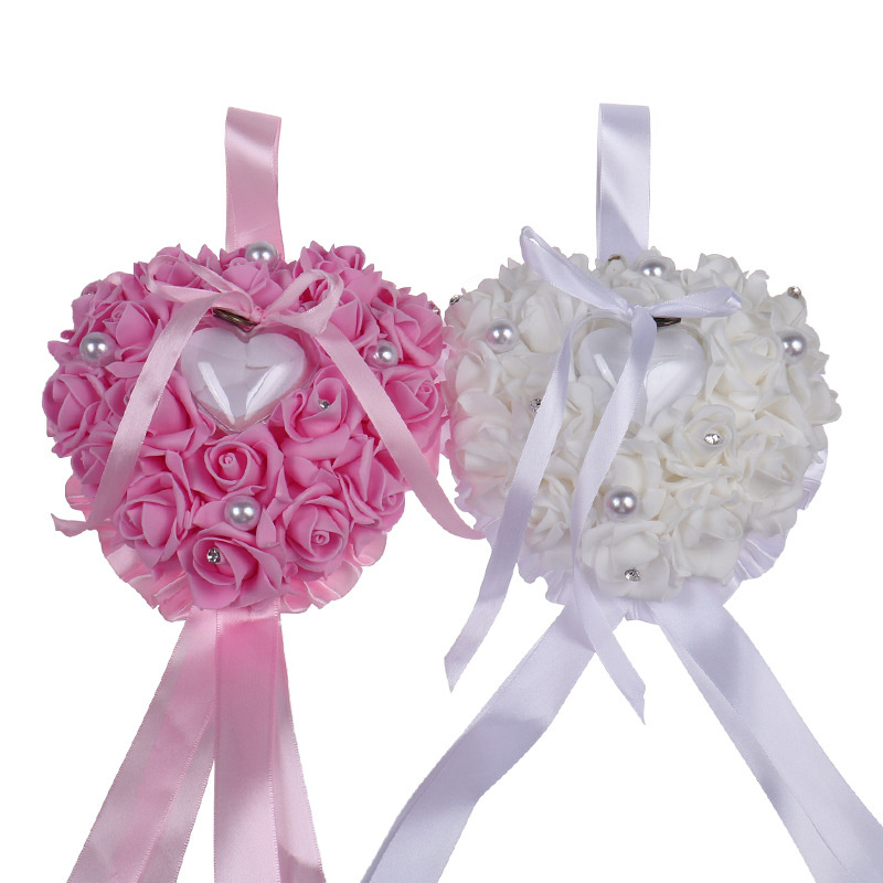 1Pcs Heart-shape Rose Flowers  - Ring Bearer Pillow ulasan dan harga