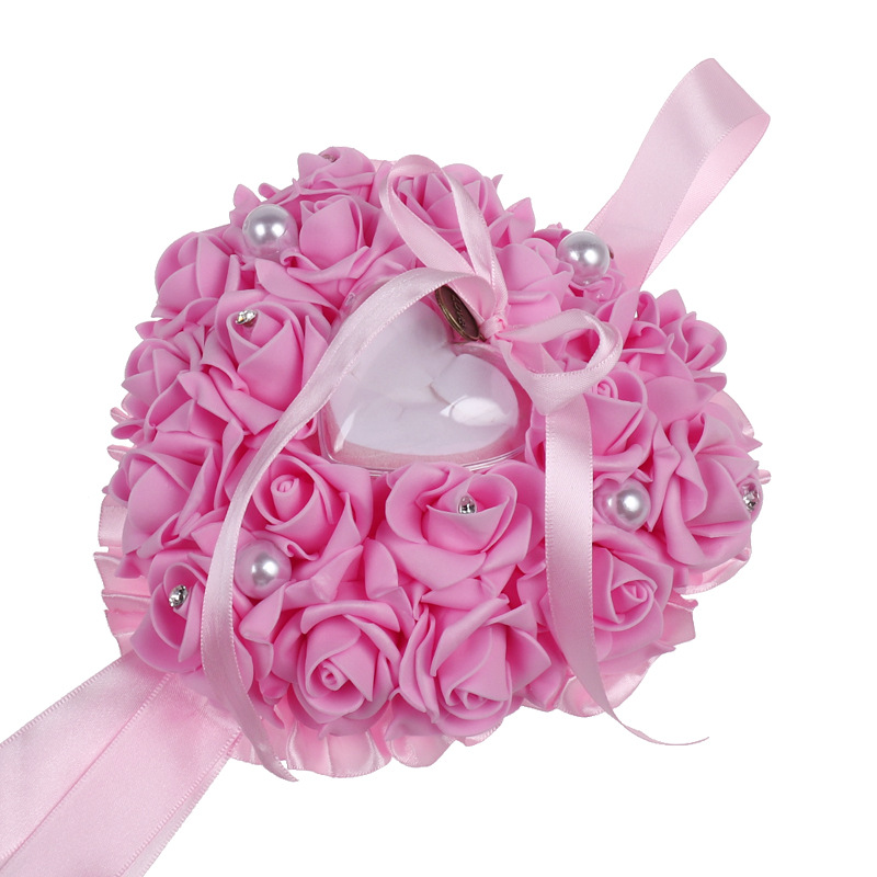 1Pcs Heart-shape Rose Flowers  - Ring Bearer Pillow ulasan dan harga