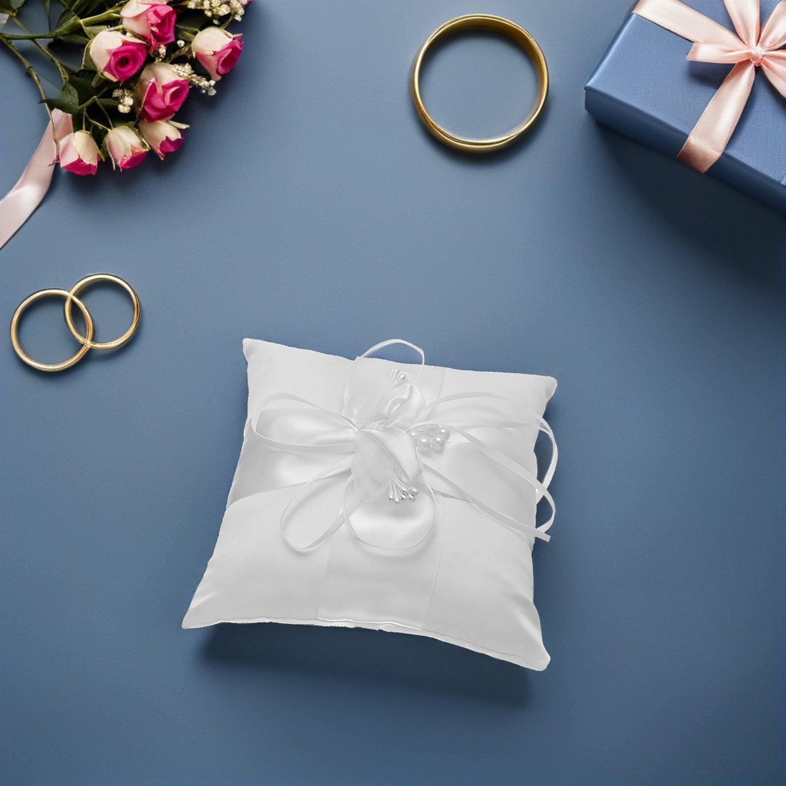 Elegant Pearl Flower Wedding R - Ring Bearer Pillow ulasan dan harga