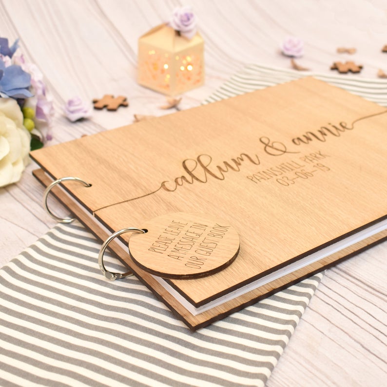 Custom Wooden Wedding Guest Bo - Personalized Guest Book ulasan dan harga