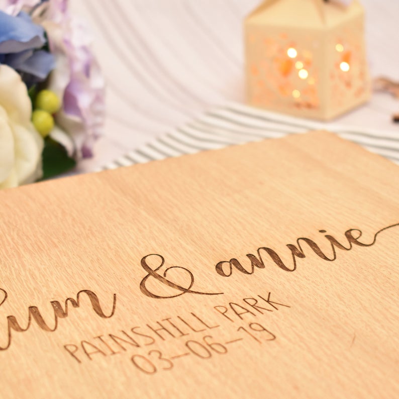 Custom Wooden Wedding Guest Bo - Personalized Guest Book ulasan dan harga