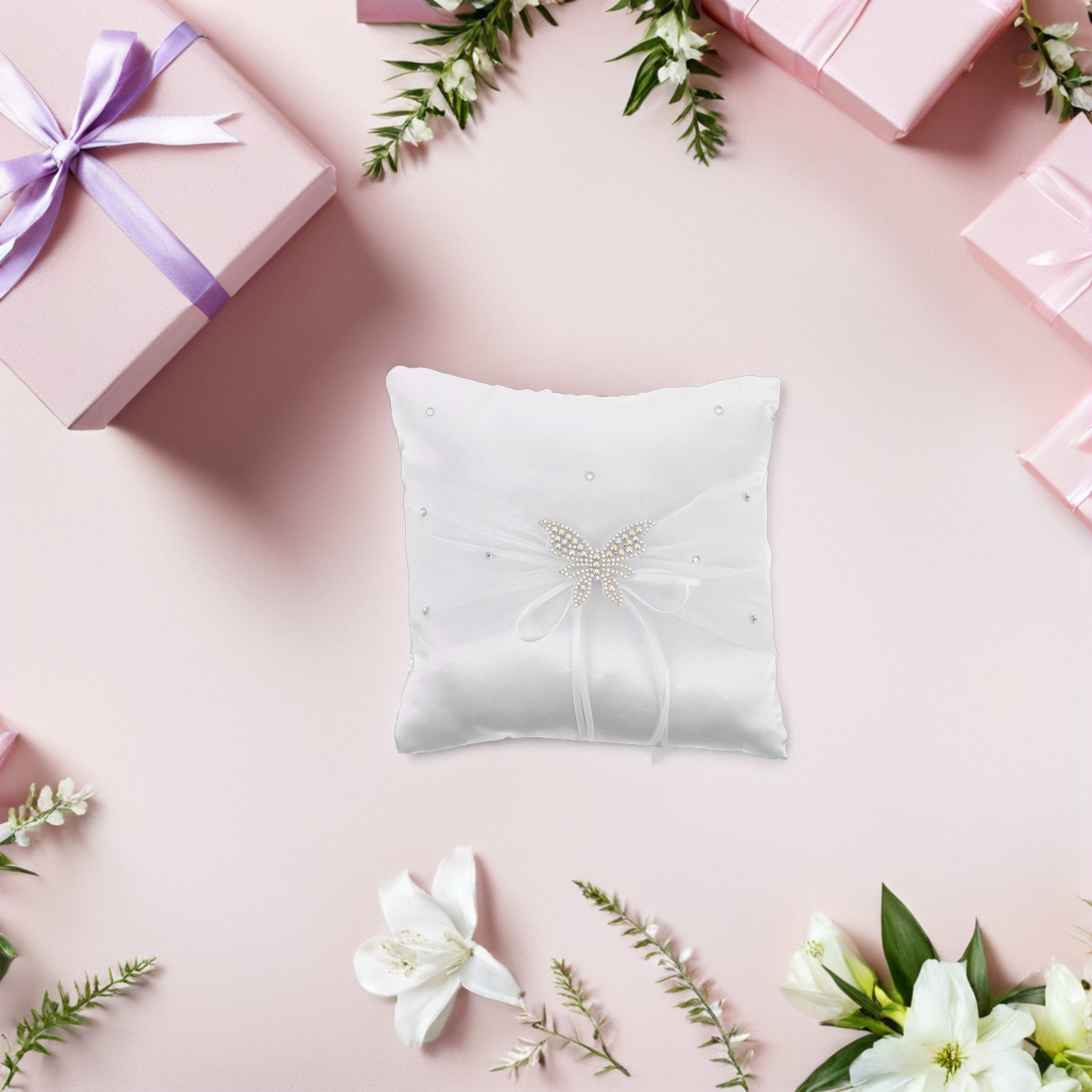 Wedding Ring Pillow White Sati - Ring Bearer Pillow ulasan dan harga