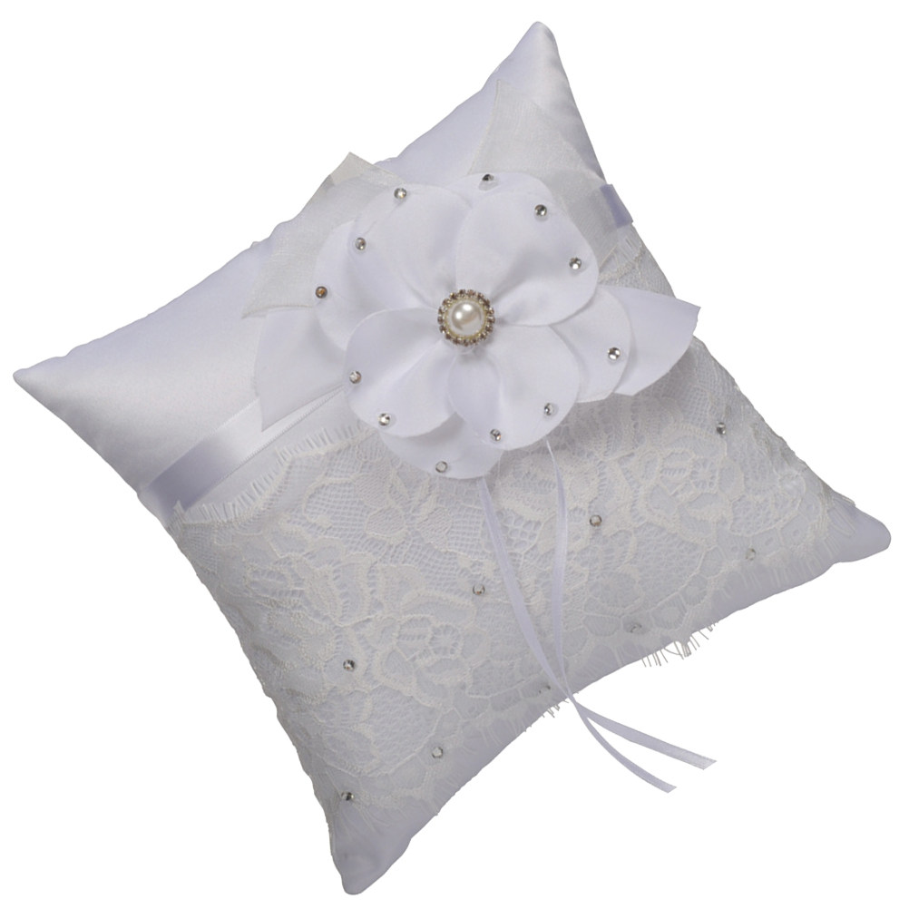 Wedding Ring Pillow Lace Flowe - Ring Bearer Pillow ulasan dan harga
