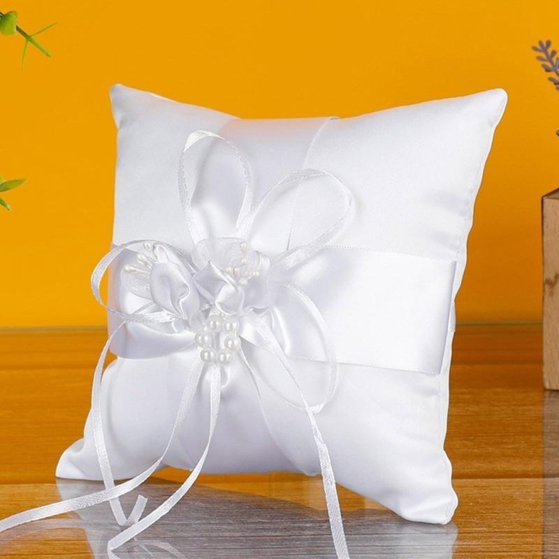 P9FE Wedding Pearls Rings Pill - Ring Bearer Pillow ulasan dan harga