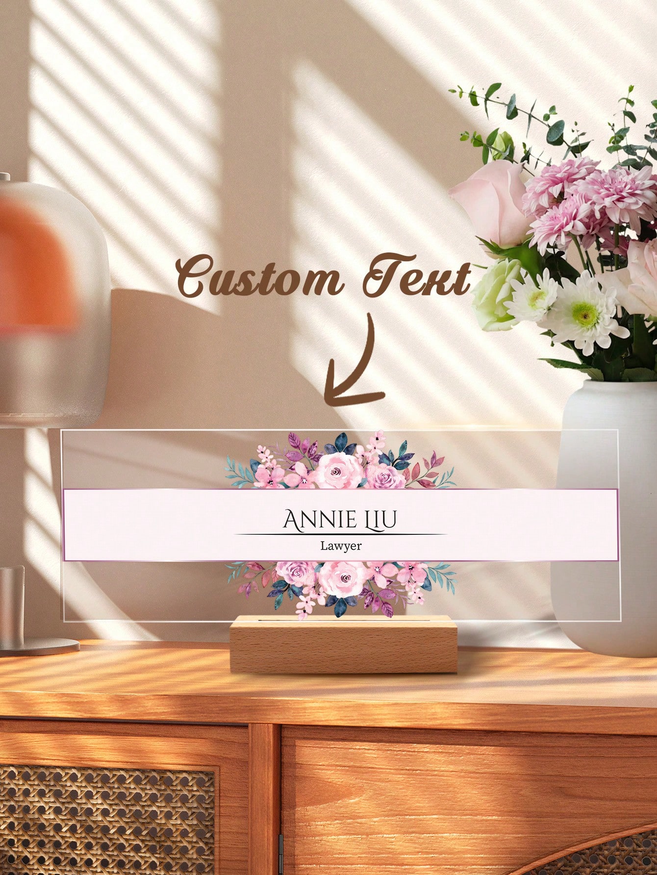 1pc Custom Acrylic Desk Namepl - Wedding Job ulasan dan harga