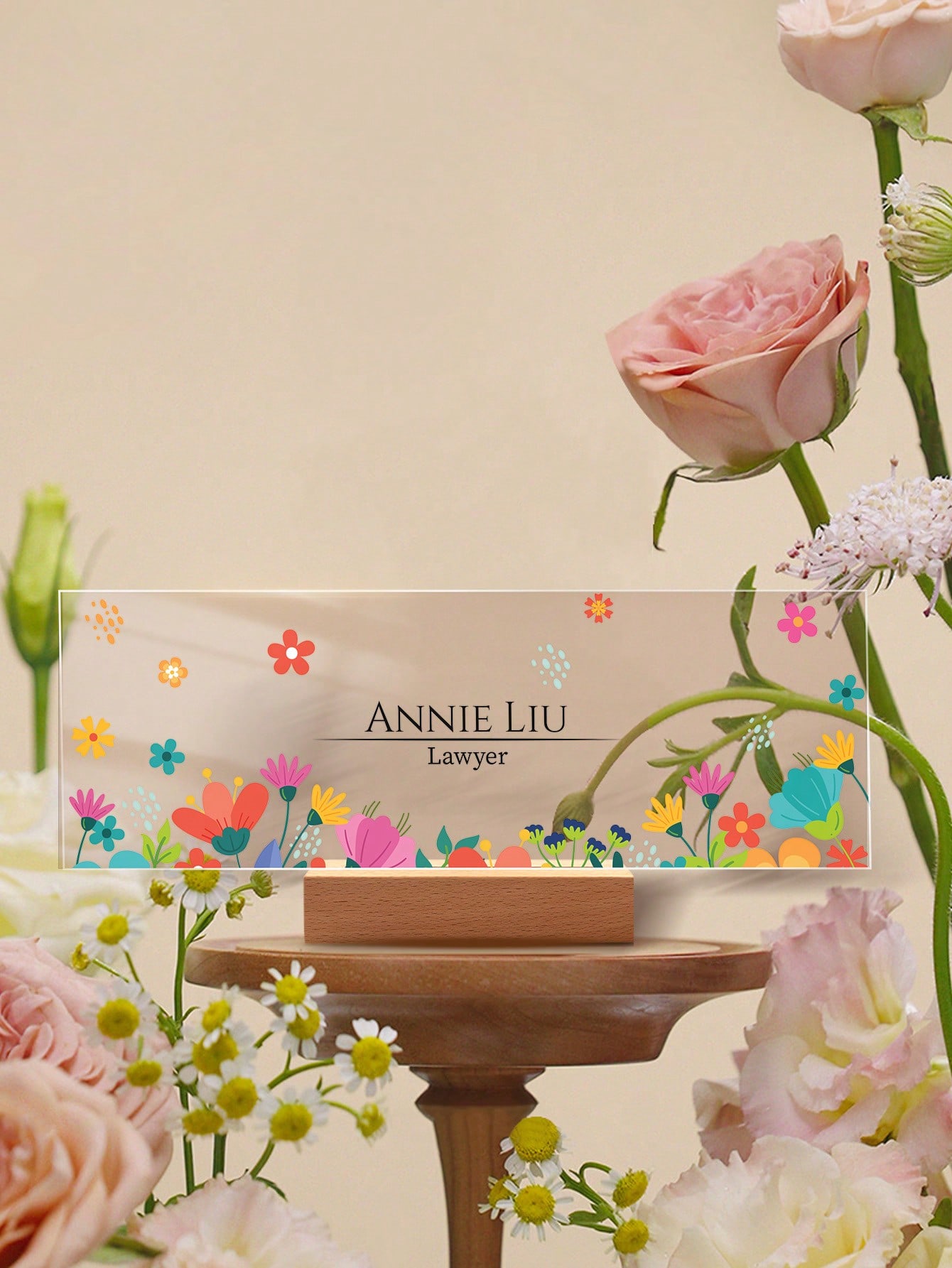 1pc Custom Acrylic Desk Namepl - Wedding Job ulasan dan harga