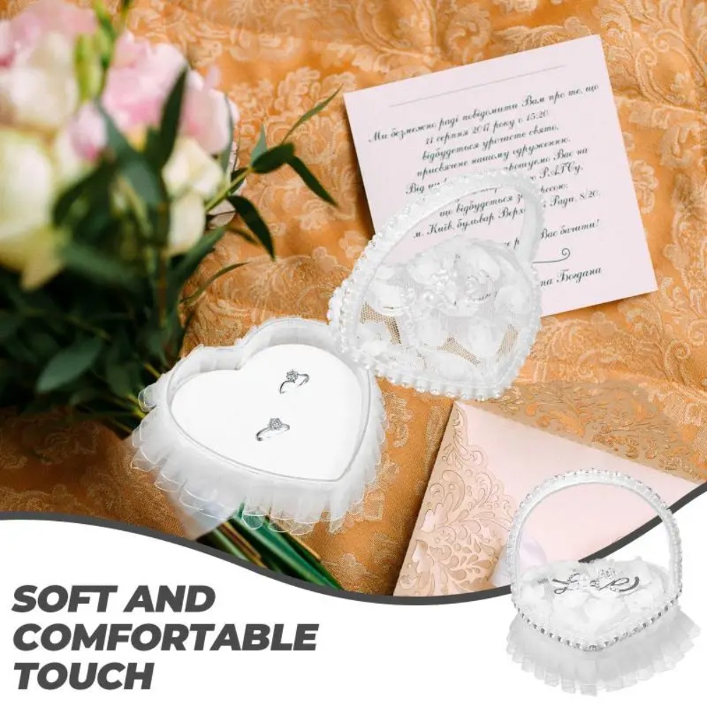 White Lace Heart-shaped Ring B - Ring Bearer Pillow ulasan dan harga