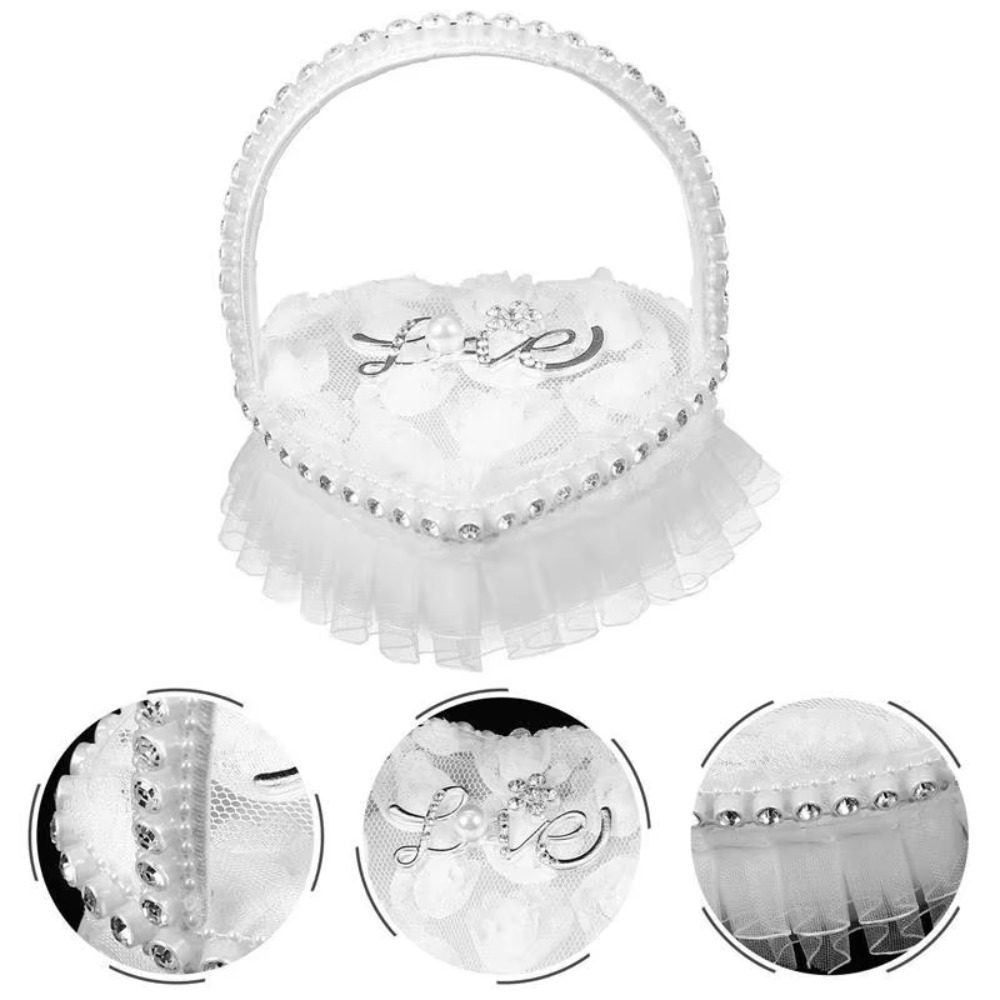 White Lace Heart-shaped Ring B - Ring Bearer Pillow ulasan dan harga