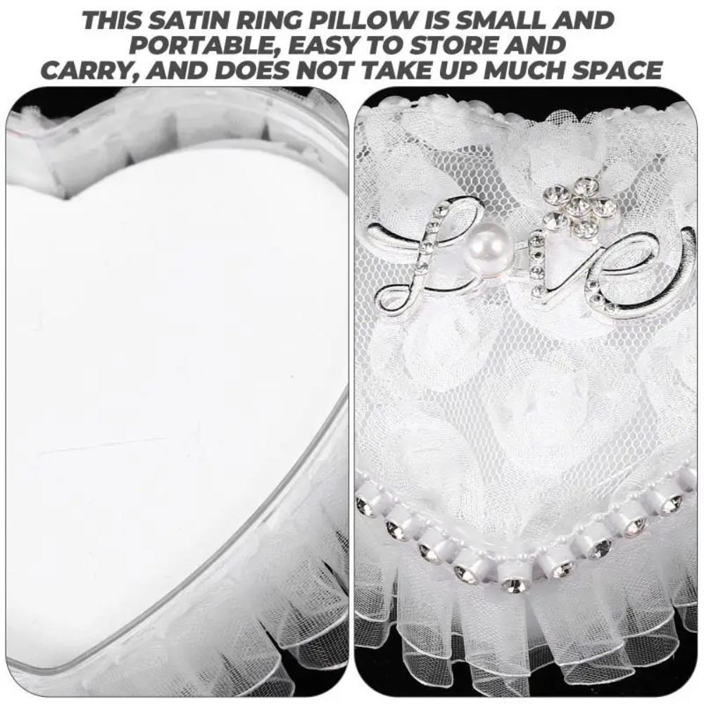 White Lace Heart-shaped Ring B - Ring Bearer Pillow ulasan dan harga
